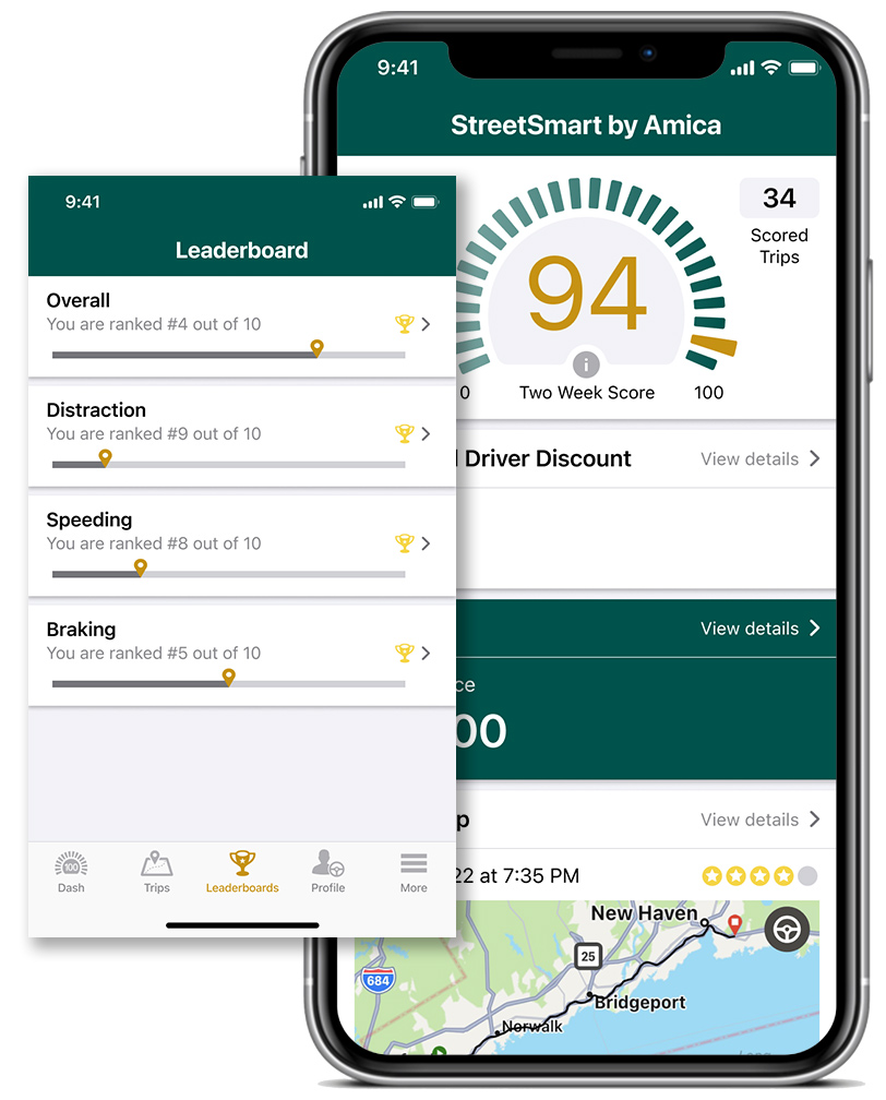 StreetSmart by Amica™ app displayed on a mobile phone